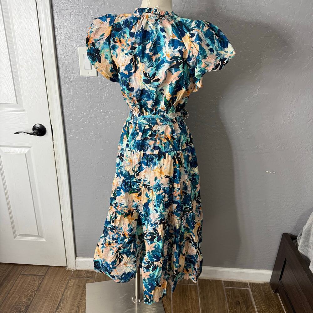 Ulla Johnson Ottilie Floral Cotton Midi-Dress, Delphinium, 6 - Picture 4 of 7